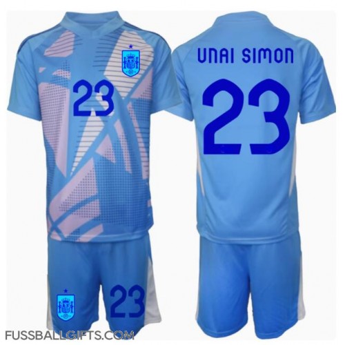 Spanien Unai Simon #23 Torwart Fußballbekleidung Heimtrikot Kinder EM 2024 Kurzarm (+ kurze hosen)